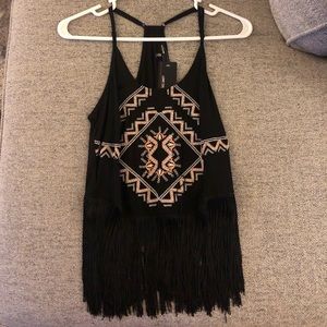 Love Culture Embroidered Fringe Top